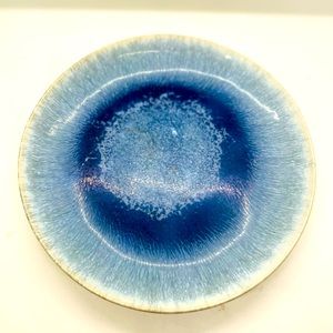 Crate & Barrel Pair Stoneware Caspian Blue Reactive Glaze Salad Dessert Plates